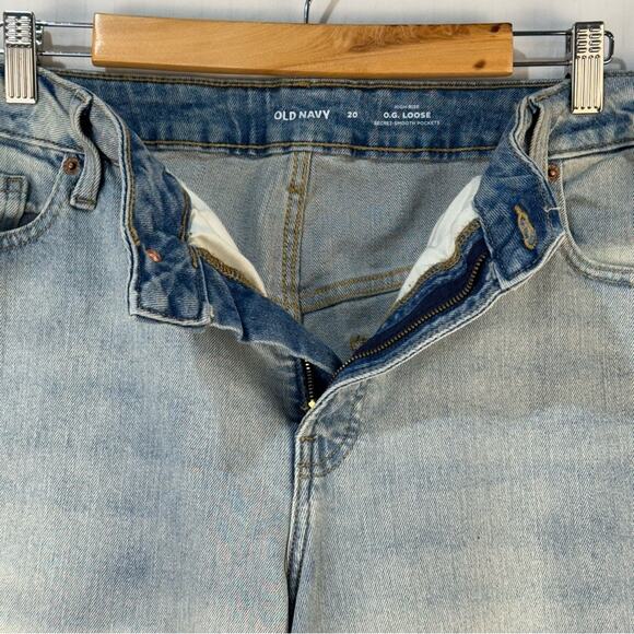 Old Navy Light Wash Denim Jeans O.G. Loose Leg Size 20 High-Rise Sun Bleached - Picture 5 of 8
